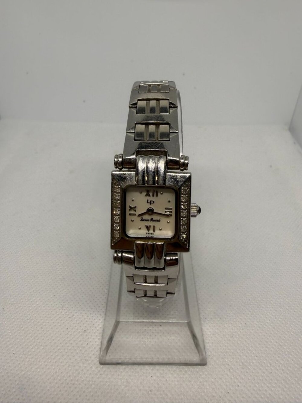 Lucien Piccard Whisper 27066WH MOP Diamond Bezel Stainless Steel Women’s Watch